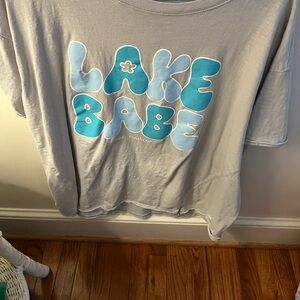 Simply Southern Light Gray/ Turquoise Tee!“Lake Babe” Oversized M/L